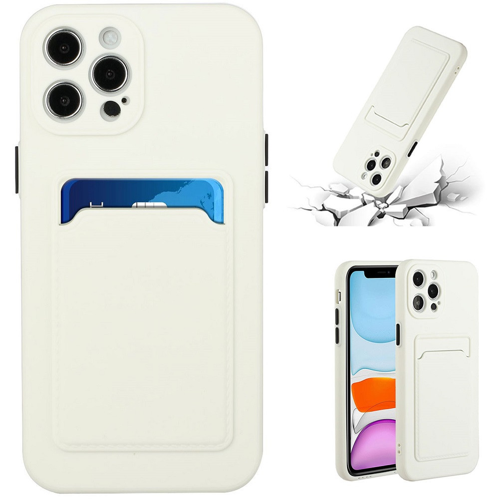 Huawei P40 Pro, Szilikon tok, kártyatartóval, Wooze Card Slot, fehér termék 2. képe