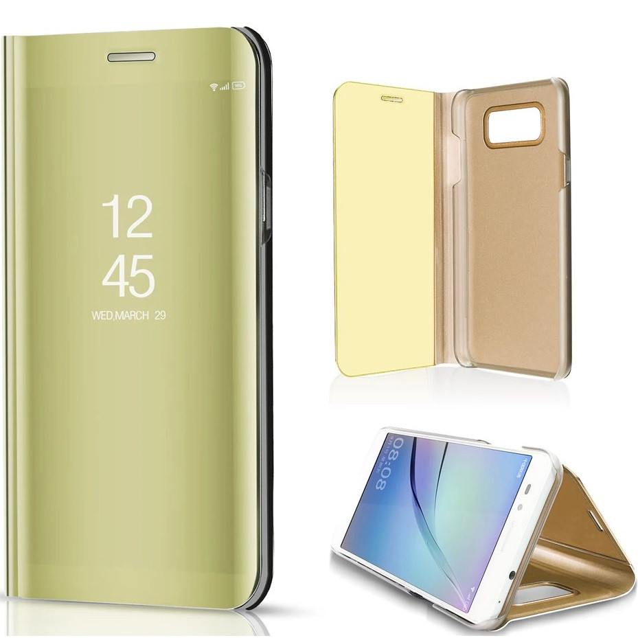 Apple iPhone 13 Pro Max, Oldalra nyíló tok, hívás mutatóval, Smart View Cover, arany (utángyártott) termék 2. képe