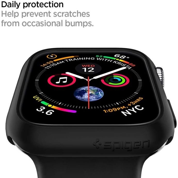 Apple Watch 7 (45mm), Műanyag védőkeret, szíj nélkül, Spigen Thin Fit, sötétzöld termék 2. képe