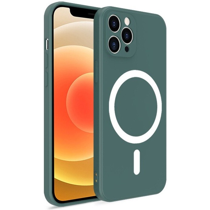 Apple iPhone 13 Pro Max, Szilikon tok, mágnes gyűrűvel, MagSafe töltővel kompatibilis, Wooze Magsafe Case, zöld termék 2. képe