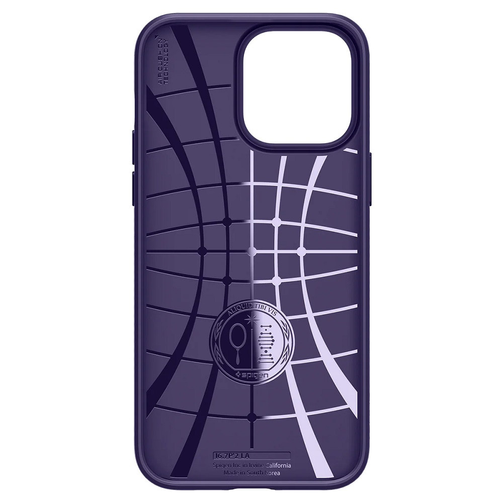 Apple iPhone 14 Pro Max, Szilikon tok, Spigen Liquid Air, háromszög minta, sötétlila termék 2. képe