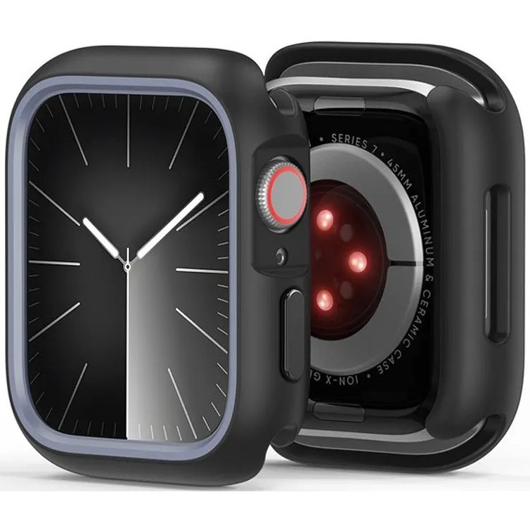 Apple Watch 7-9 (45 mm), Műanyag + szilikon védőkeret, szíj nélkül, közepesen ütésálló, Dux Ducis Bamo, sötétszürke termék 2. képe