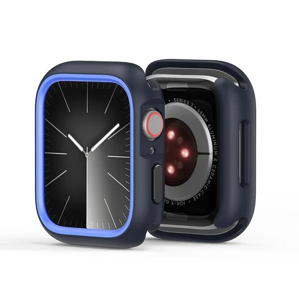 Apple Watch 7-9 (41 mm), Műanyag + szilikon védőkeret, szíj nélkül, közepesen ütésálló, Dux Ducis Bamo, sötétkék termék 2. képe