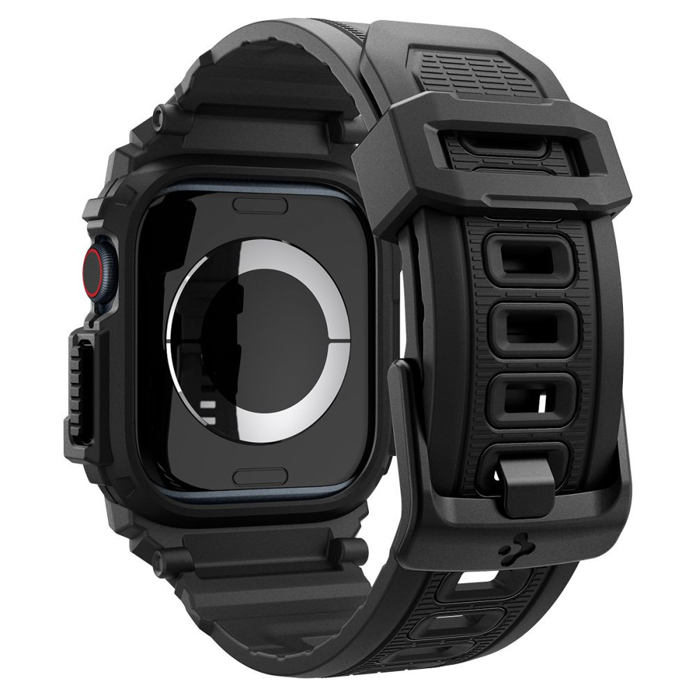 Apple Watch 10 (46 mm), Szilikon védőkeret, ütésálló, szíjjal, Spigen Rugged Armor Pro, fekete termék 2. képe