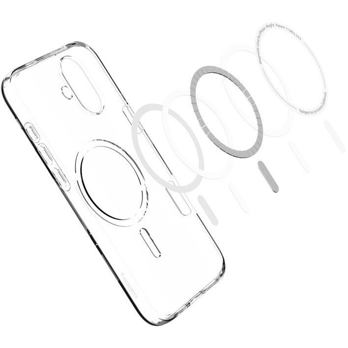 Apple iPhone 16, Szilikon tok, Magsafe töltővel kompatibilis, Spigen Crystal Flex Mag, átlátszó termék 2. képe