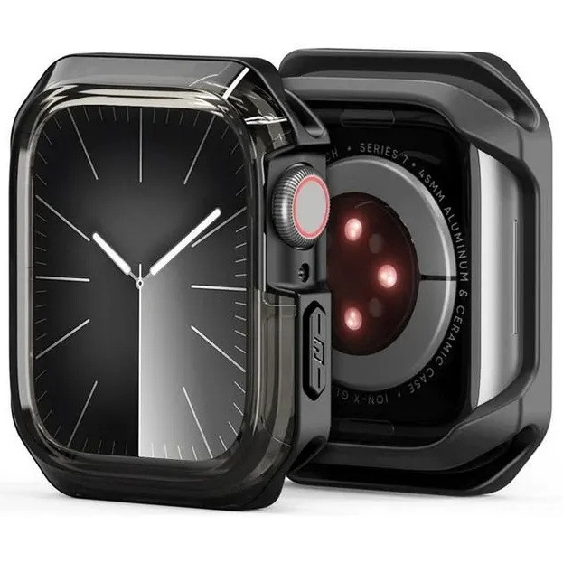 Apple Watch 10 (46 mm), Műanyag + szilikon védőkeret, szíj nélkül, közepesen ütésálló, Dux Ducis Tamo, átlátszó/fekete termék 2. képe