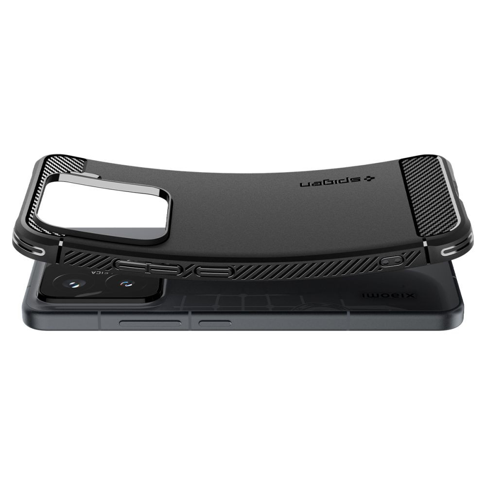 Xiaomi 15, Szilikon tok, Spigen Rugged Armor, karbon minta, fekete termék 2. képe