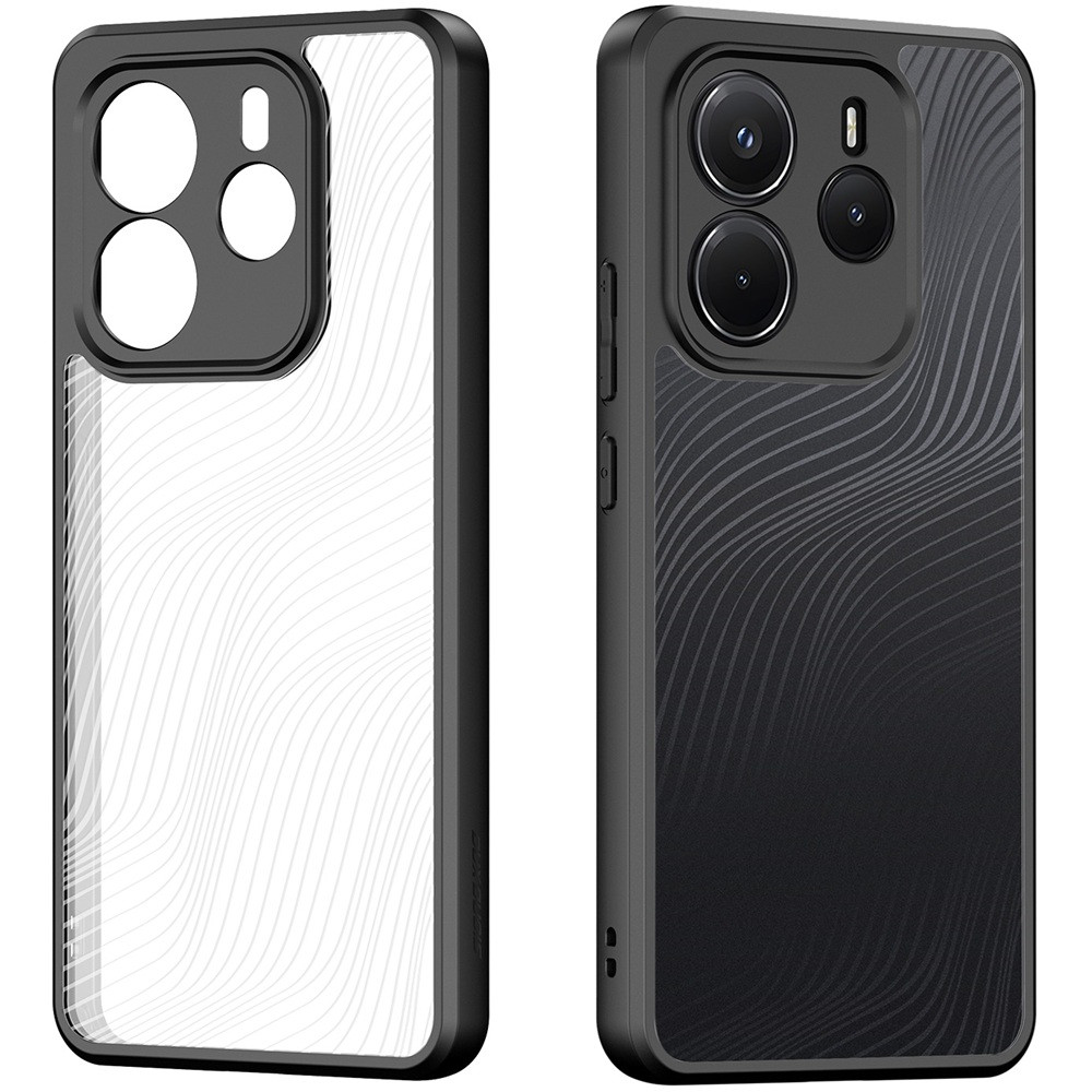 Xiaomi Redmi Note 14 4G (Global), Műanyag hátlap védőtok + szilikon keret, hullám minta, Dux Ducis Aimo, áttetsző/fekete termék 2. képe