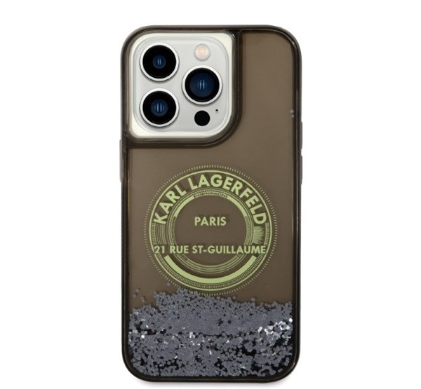 Karl Lagerfeld Liquid Glitter RSG Apple iPhone 14 Pro hátlap tok, fekete termék 2. képe