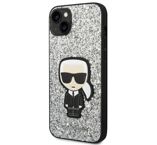 Karl Lagerfeld Glitter Flakes Ikonik Apple iPhone 14 Plus hátlap tok, ezüst termék 2. képe