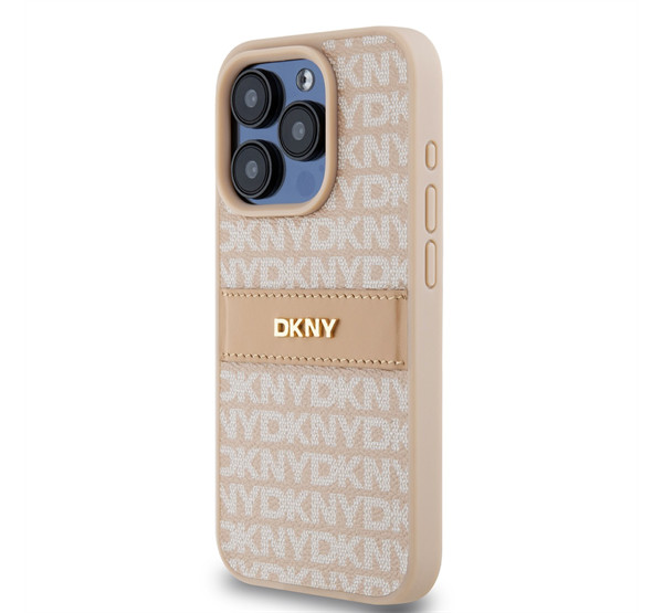 DKNY PU Leather Repeat Pattern Tonal Stripe Apple Iphone 15 Pro hátlap tok, rózsaszín termék 2. képe