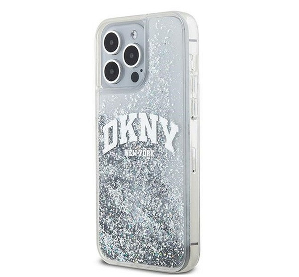 DKNY Liquid Glitter Arch Logo iPhone 15 Pro tok, átlátszó termék 2. képe