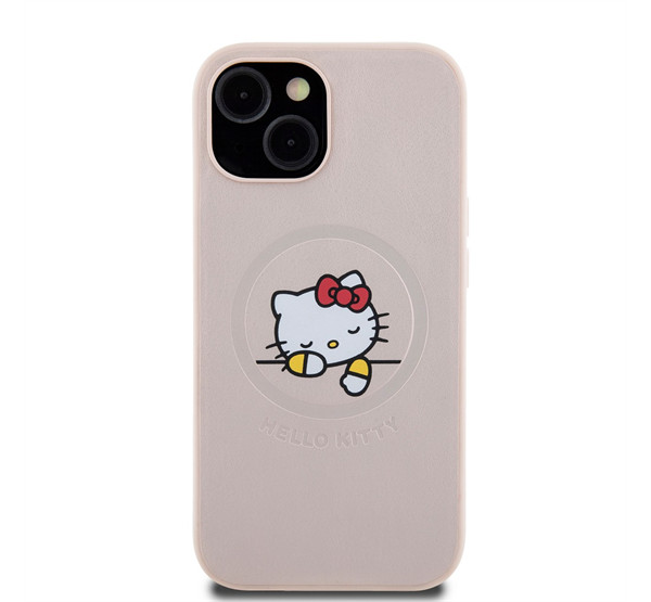 Hello Kitty PU Kitty Asleep Logo Apple Iphone 15 Magsafe hátlap tok, rózsaszín termék 2. képe