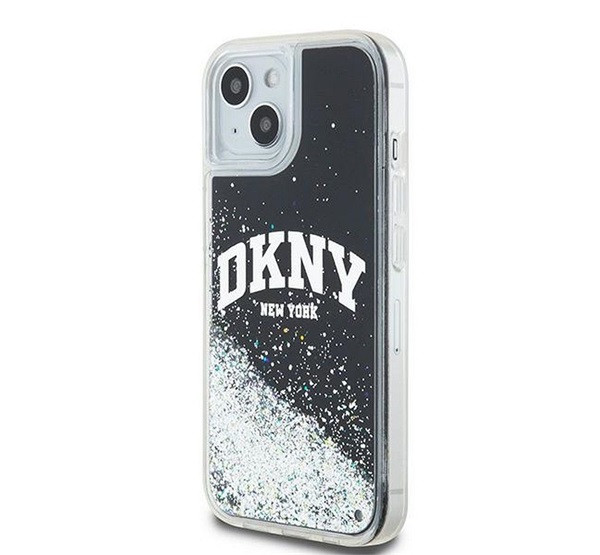 DKNY Liquid Glitter Arch Logo iPhone 15 hátlap tok, fekete termék 2. képe