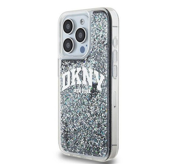 DKNY Liquid Glitter Arch Logo iPhone 13 Pro hátlap tok, fekete termék 2. képe