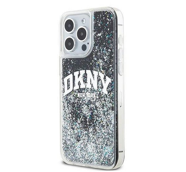 DKNY Liquid Glitter Arch Logo iPhone 14 Pro Max hátlap tok, fekete termék 2. képe