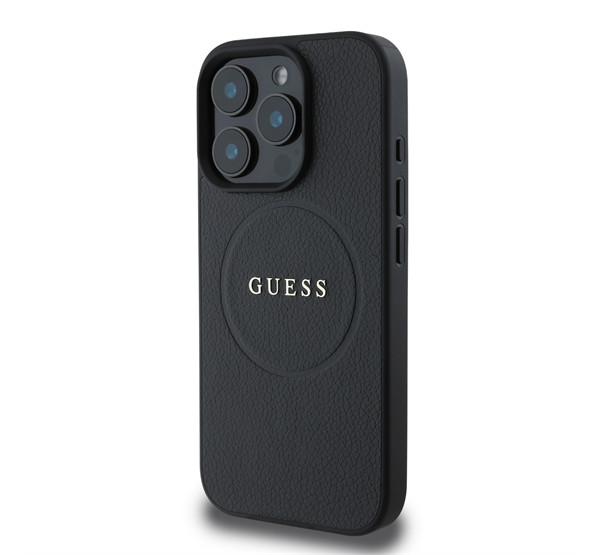 Guess PU Grained Classic Logo MagSafe Apple iPhone 16 Pro MagSafe kompatibilis hátlap tok, fekete termék 2. képe