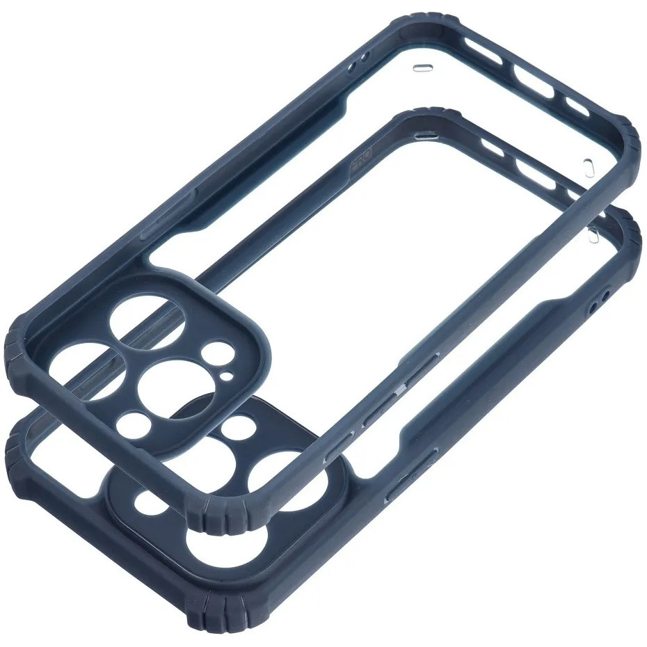 Motorola Edge 50 Fusion, Szilikon tok, közepesen ütésálló, légpárnás sarok, akril hátlap, Anti-Drop Case, átlátszó/sötétkék termék 2. képe
