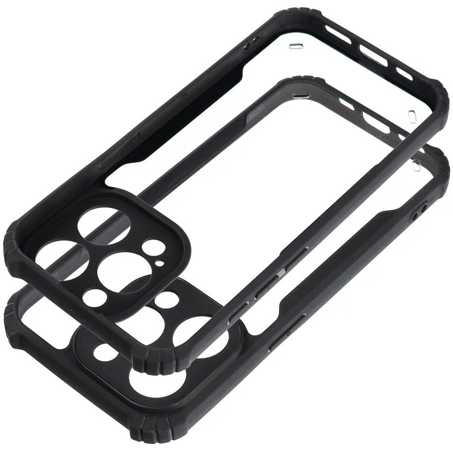 Realme C63 4G, Szilikon tok, közepesen ütésálló, légpárnás sarok, akril hátlap, Anti-Drop Case, átlátszó/fekete termék 2. képe