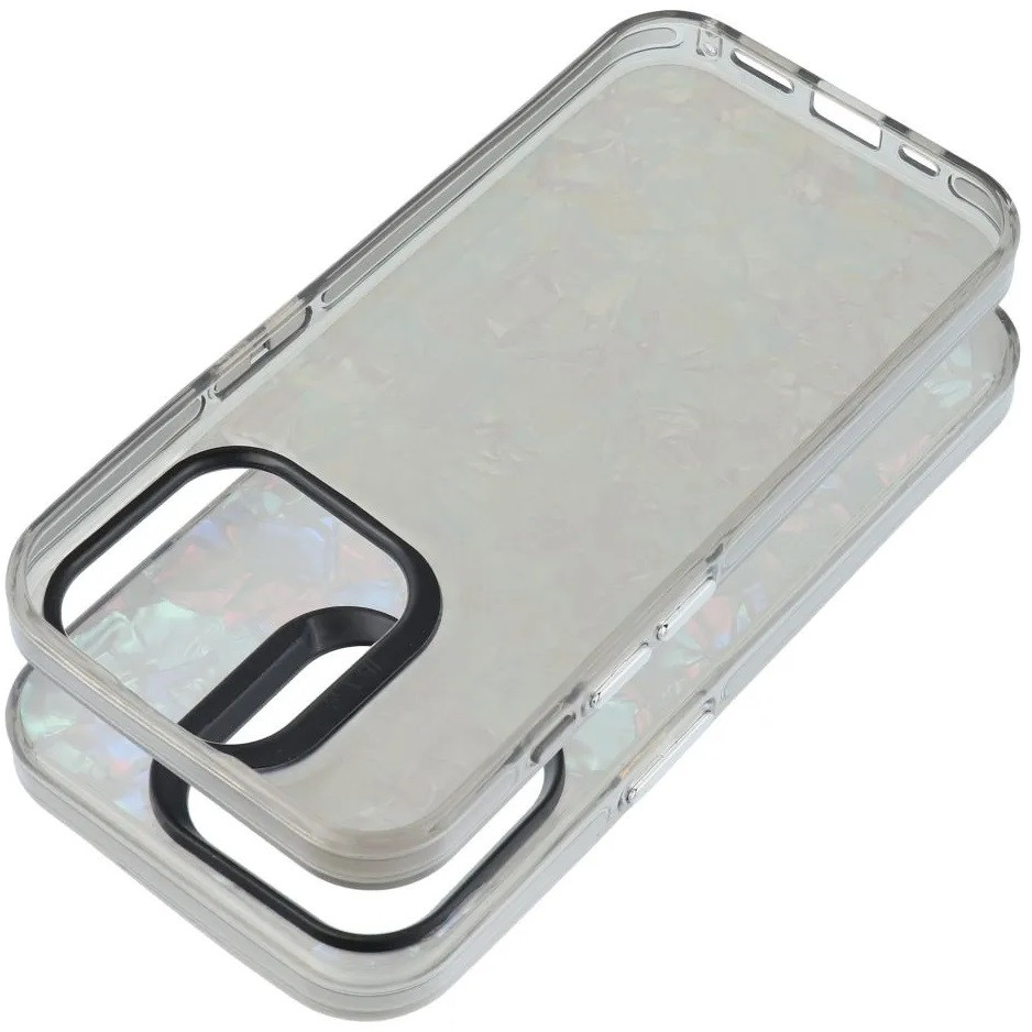 Apple iPhone 16e, Műanyag hátlap védőtok + szilikon keret, kristály minta, Tutti-Frutti Case, fekete/ezüst termék 2. képe