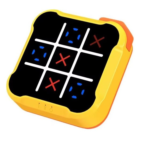 Hordozható elektronikus utazó társas- és stratégiai XO játék, Wooze Tic Tac Toe, sárga termék 2. képe