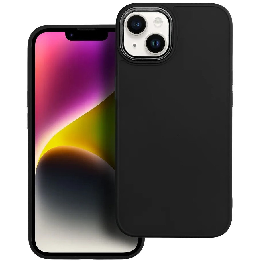 Motorola Moto G84, Szilikon tok, közepesen ütésálló, fémhatású kamera keret, Frame Case, fekete termék 2. képe