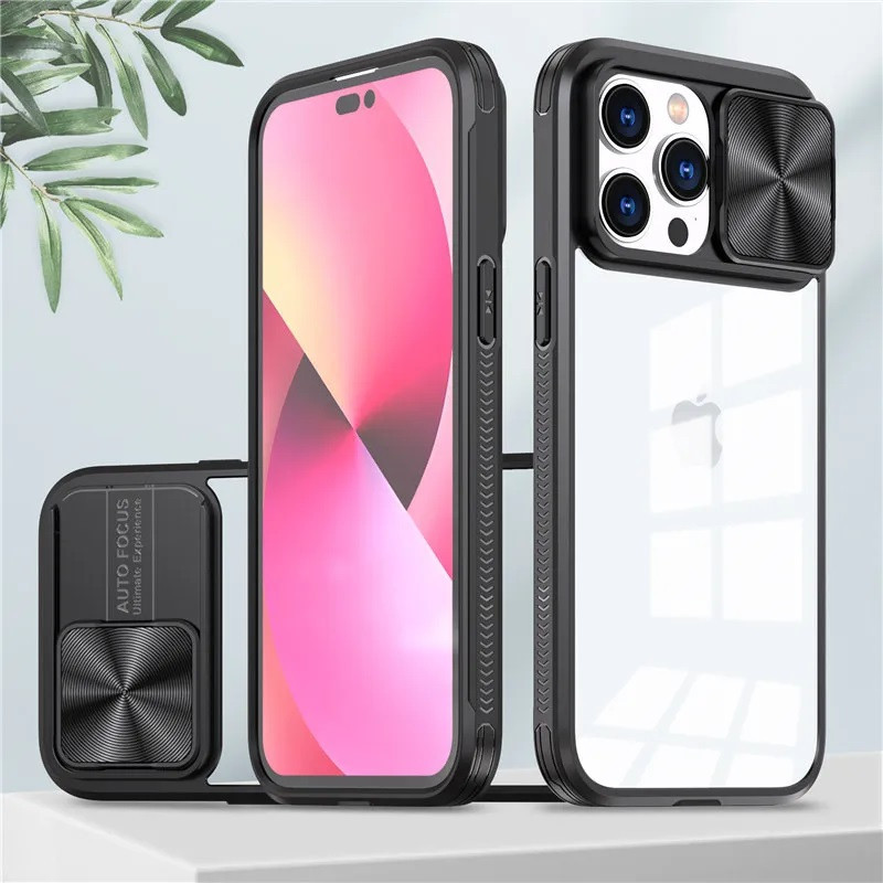 Apple iPhone 16 Pro, Műanyag hátlap + szilikon keret, átlátszó akril hátlap, kamera védelem, Wooze Trendy, fekete termék 2. képe