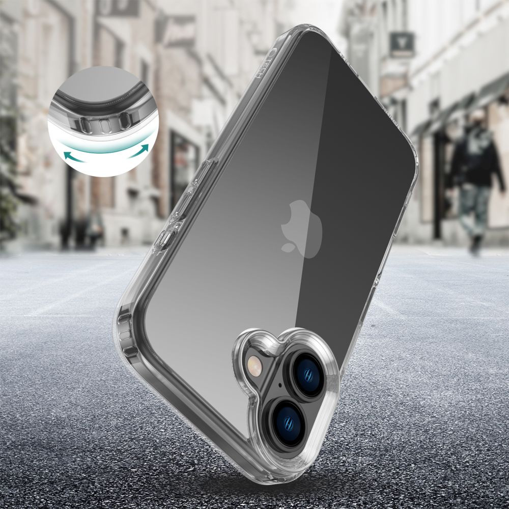 Apple iPhone 16, Műanyag hátlap védőtok + szilikon keret, FlexAir Hybrid, átlátszó termék 2. képe