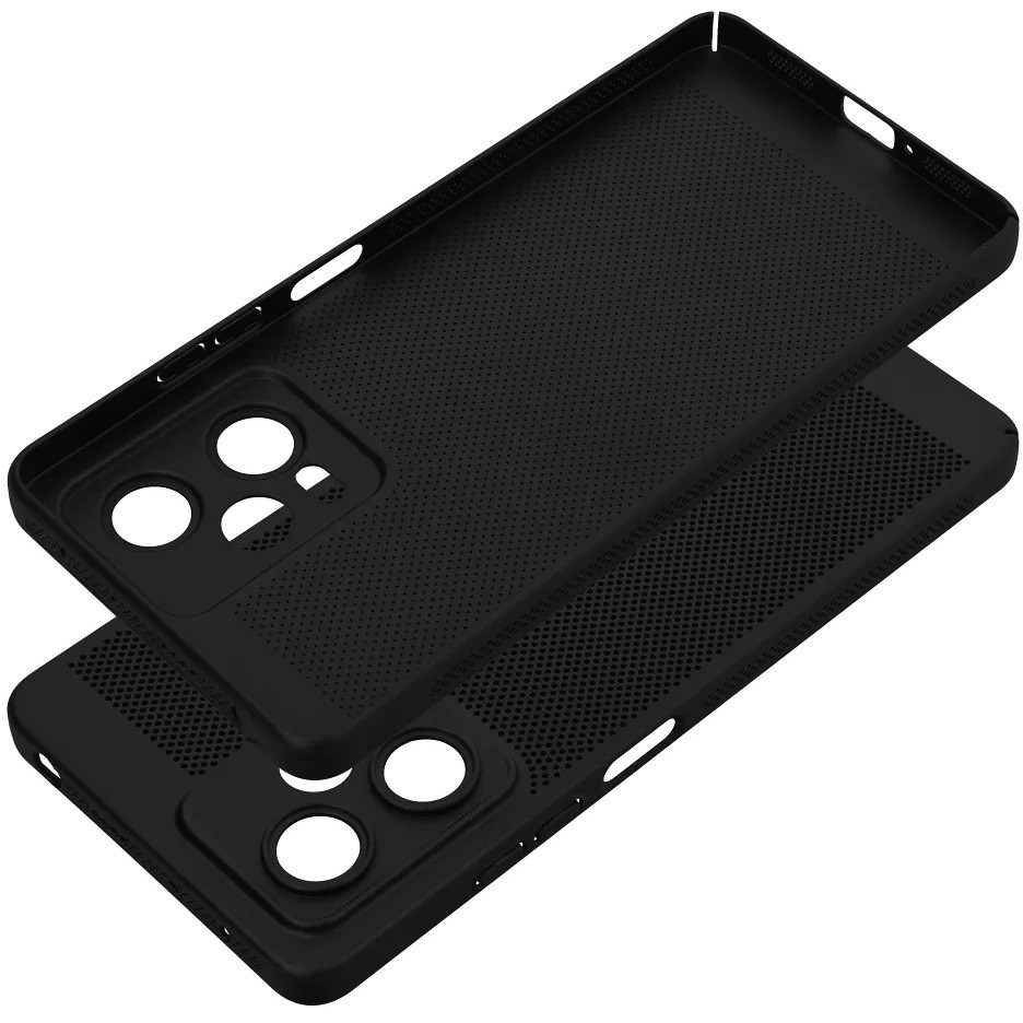 Samsung Galaxy S25 SM-S931, Műanyag hátlap védőtok, légáteresztő, lyukacsos minta, Breezy, fekete termék 2. képe