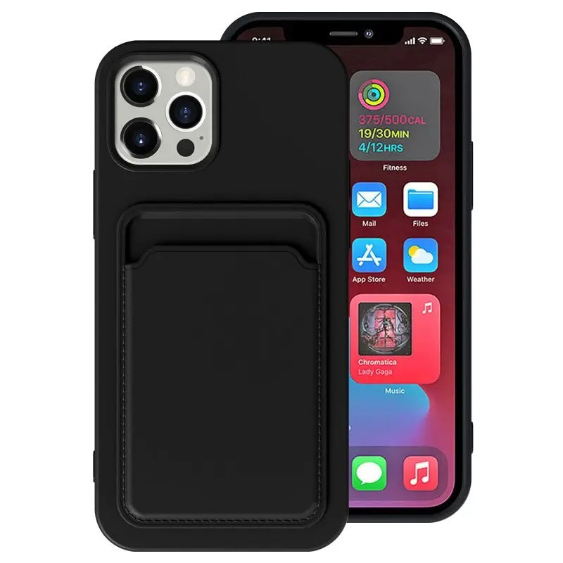 Apple iPhone 11 Pro Max, Szilikon tok, kártyatartóval, Wooze Card Slot, fekete akciós termékkép 1