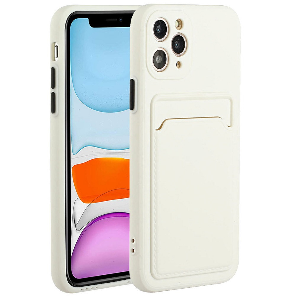 Huawei P40 Lite 5G, Szilikon tok, kártyatartóval, Wooze Card Slot, fehér akciós termékkép 1