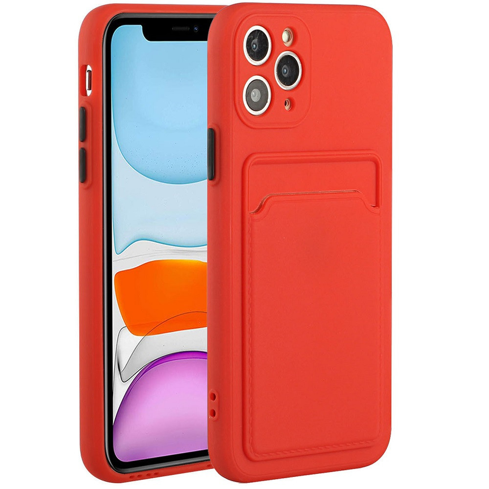 Xiaomi Redmi 9, Szilikon tok, kártyatartóval, Wooze Card Slot, piros akciós termékkép 1