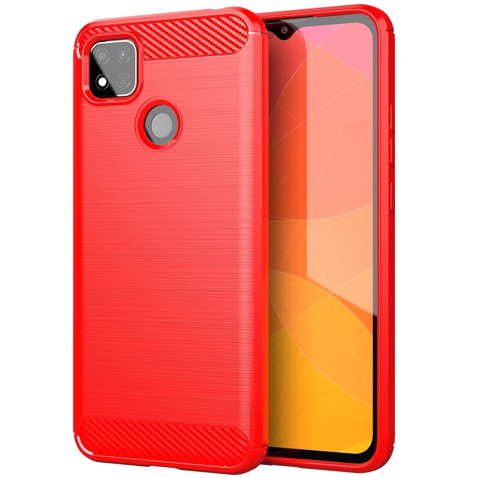 Xiaomi Poco X3 GT, Szilikon tok, közepesen ütésálló, szálcsiszolt, karbon minta, piros akciós termékkép 1