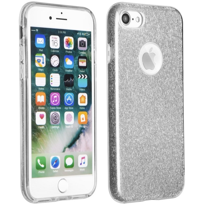 Apple iPhone 13 Pro, Szilikon tok, csillogó, Forcell Shining, ezüst akciós termékkép 1