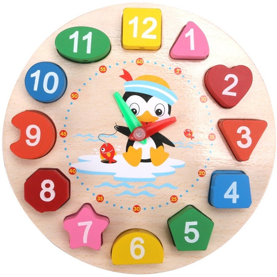 Fa mókás és készségfejlesztő puzzle óra, gyerekeknek, 12 db-os, Wooze Puzzle Clock, színes akciós termékkép 1