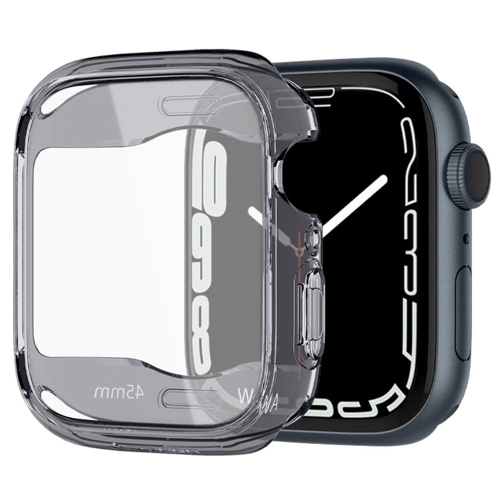 Apple Watch 7 (45mm), Szilikon védőkeret, ütésálló, szíj nélkül, Spigen Ultra Hybrid, átlátszó/szürke akciós termékkép 1