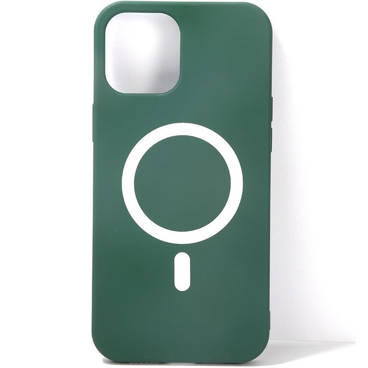 Apple iPhone 13 Pro Max, Szilikon tok, mágnes gyűrűvel, MagSafe töltővel kompatibilis, Wooze Magsafe Case, zöld akciós termékkép 1