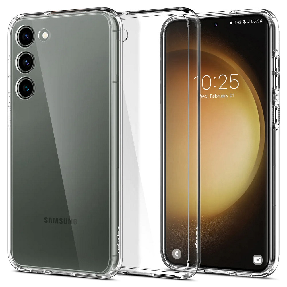 Samsung Galaxy S23 SM-S911, Műanyag hátlap védőtok + szilikon keret, Spigen Ultra Hybrid, átlátszó akciós termékkép 1