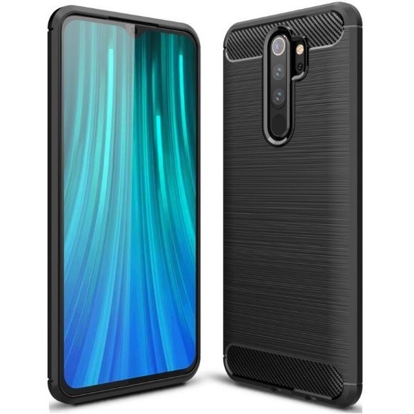 Samsung Galaxy M20 SM-M205F, TPU szilikon tok, közepesen ütésálló, szálcsiszolt, karbon minta, fekete akciós termékkép 1