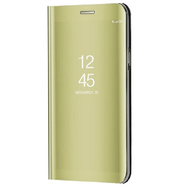 Samsung Galaxy A90 5G SM-A908B, Oldalra nyíló tok, hívás mutatóval, Smart View Cover, arany (utángyártott) akciós termékkép 1