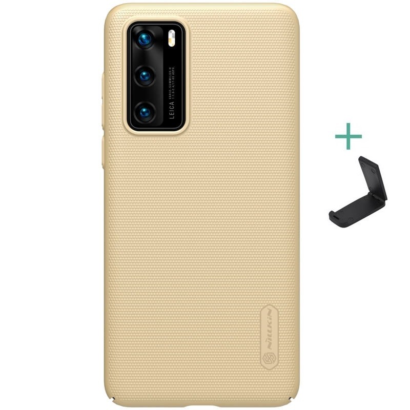 Huawei P40, Műanyag hátlap védőtok, stand, Nillkin Super Frosted, arany akciós termékkép 1