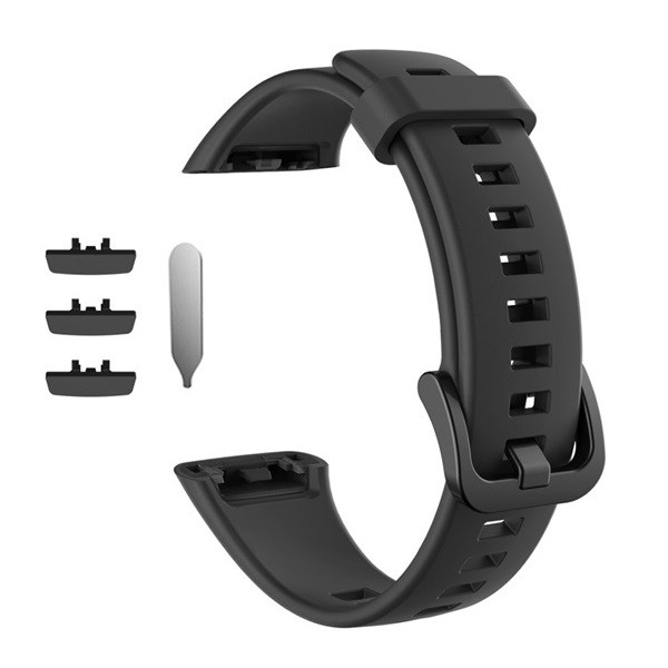 Huawei Band 6 / Honor Band 6, szilikon pótszíj, állítható, fekete akciós termékkép 1
