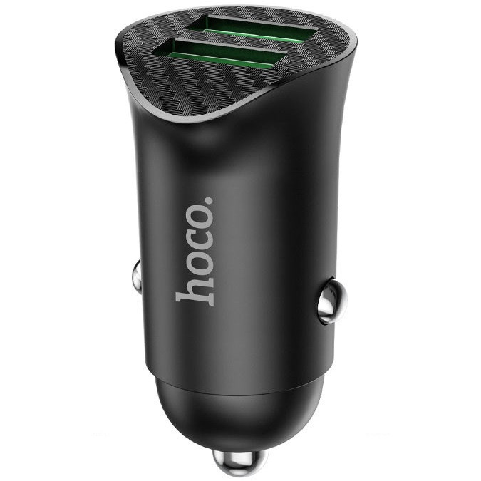 Autós töltő, Szivargyújtós töltő, 18W, 2 x USB aljzat, microUSB kábellel, gyorstöltés, QC 3.0, Hoco Z39 Farsighted, fekete akciós termékkép 1