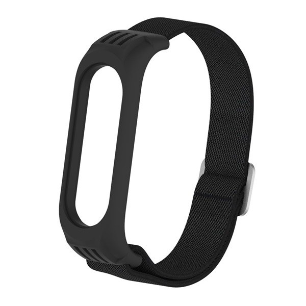 Xiaomi Mi Band 3 / Mi Band 4 / Mi Band 5 / Mi Band 6, textíl pótszíj, állítható, fekete akciós termékkép 1