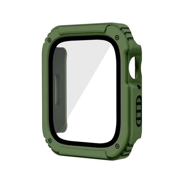 Apple Watch 1-3 (42 mm), Műanyag védőkeret, kijelzővédő üveggel, közepesen ütésálló, szíj nélkül, zöld akciós termékkép 1