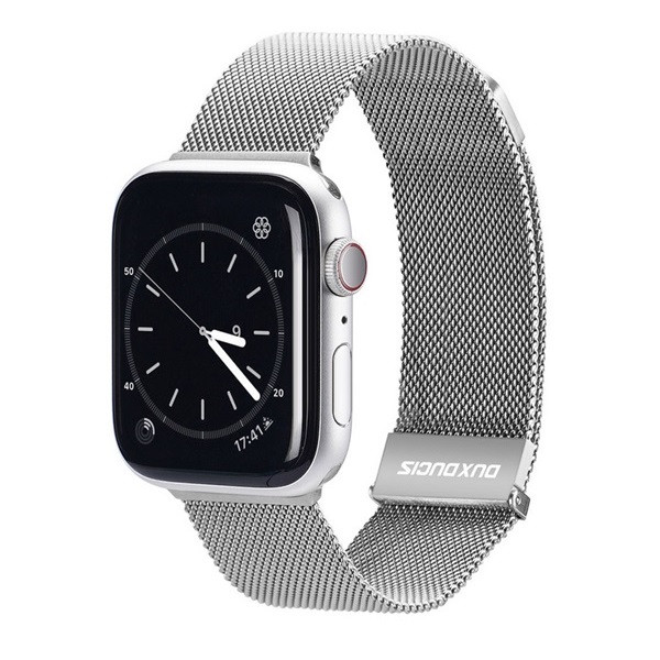 Apple Watch 1-6, SE, SE (2022) (42 / 44 mm) / Watch 7-8 (45 mm) / Watch Ultra (49 mm), fém pótszíj, mágneses zár, milánói stílus, Dux Ducis Milanese, ezüst akciós termékkép 1