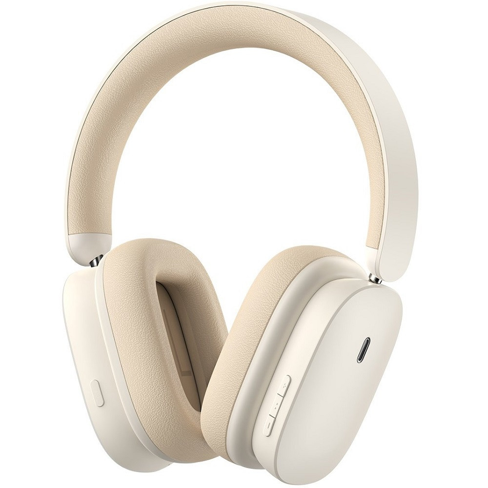 Bluetooth sztereó fejhallgató, v5.2, mikrofon, funkció gomb, hangerő szabályzó, zajszűrővel, teleszkópos fejpánt, Baseus Bowie H1, fehér akciós termékkép 1