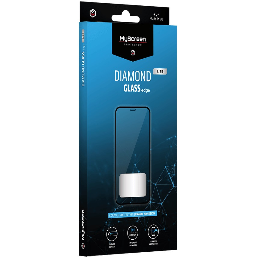 Caterpillar S53, Kijelzővédő fólia, ütésálló fólia (az íves részre is!), Diamond Glass (Edzett gyémántüveg), Full Glue, MyScreen Protector Edge Lite, fekete akciós termékkép 1