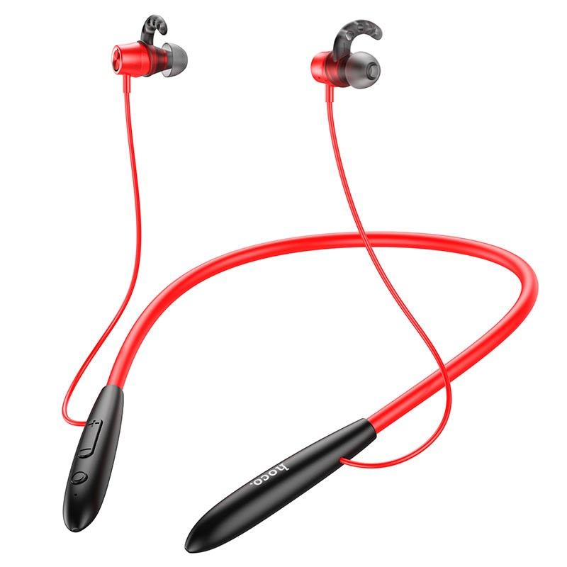 Bluetooth sztereó fülhallgató, v5.1, sportoláshoz, mikrofon, funkció gomb, hangerő szabályzó, kártyaolvasóval, Hoco ES61 Manner, piros akciós termékkép 1