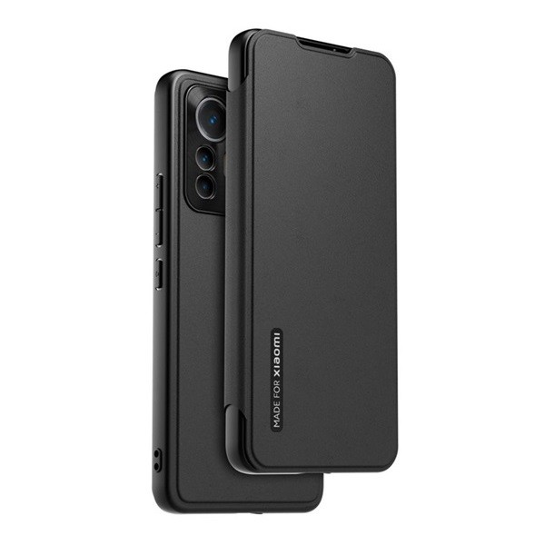 Xiaomi 12 Lite, Oldalra nyíló tok, kártyatartóval, fekete, gyári akciós termékkép 1